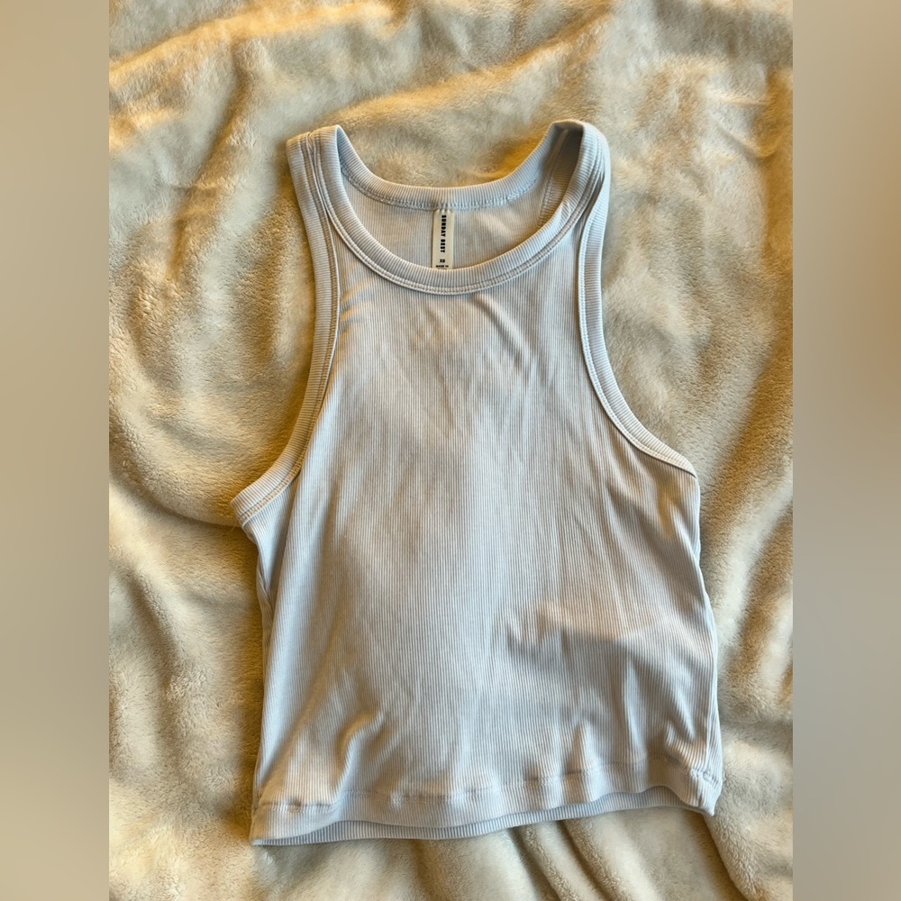Aritzia Sunday Best Baby Blue Ribbed Tank